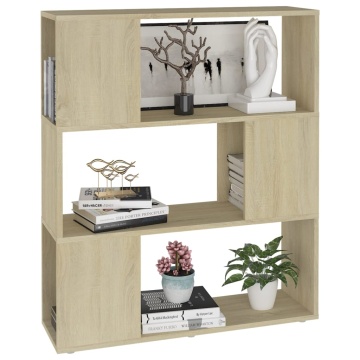 Bibliotecă/Separator cameră, stejar sonoma, 80x24x94 cm, PAL - Img 4