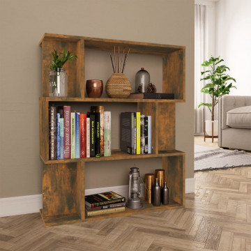 Bibliotecă/Separator stejar fumuriu 80x24x96cm lemn prelucrat - Img 1