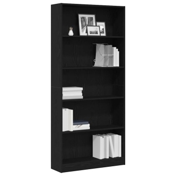 Bibliotecă Stejar negru 80x24x176 cm Lemn prelucrat - Img 4