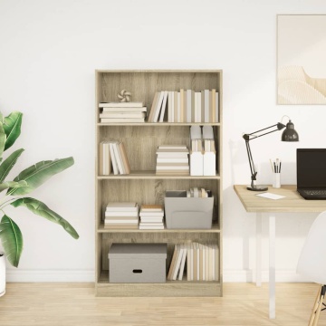 Bibliotecă, stejar sonoma, 80x24x143 cm, lemn prelucrat - Img 3