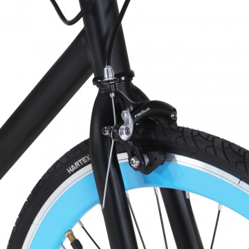 Bicicletă cu angrenaj fix, negru și albastru, 700c, 59 cm - Img 4