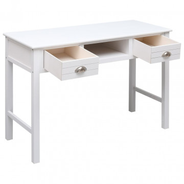 Birou, alb, 108x45x76 cm, lemn masiv de paulownia - Img 3