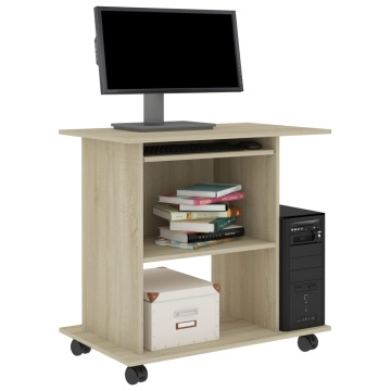 Birou computer, stejar sonoma, 80x50x75 cm, lemn prelucrat - Img 3