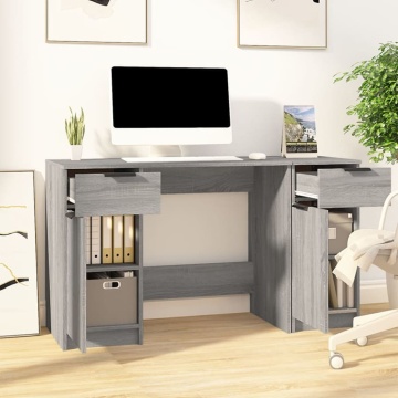 Birou cu dulap lateral, gri sonoma, lemn prelucrat - Img 3
