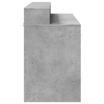 Birou cu lumini LED, gri beton, 120x55x91 cm, lemn prelucrat - Img 6