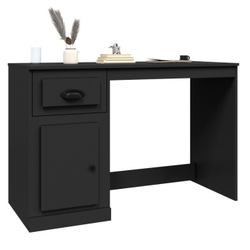Birou cu sertar, negru, 115x50x75 cm, lemn prelucrat - Img 4