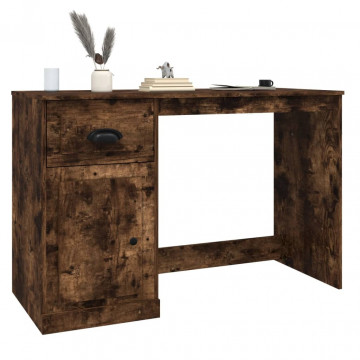 Birou cu sertar, stejar fumuriu, 115x50x75 cm, lemn prelucrat - Img 4