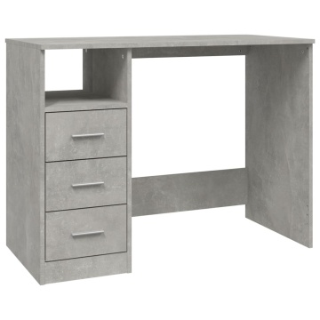 Birou cu sertare, gri beton, 102x50x76 cm, lemn prelucrat - Img 2