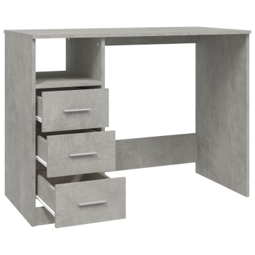 Birou cu sertare, gri beton, 102x50x76 cm, lemn prelucrat - Img 6