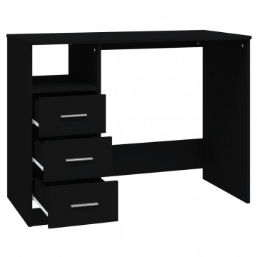 Birou cu sertare, negru, 102x50x76 cm, lemn prelucrat - Img 8