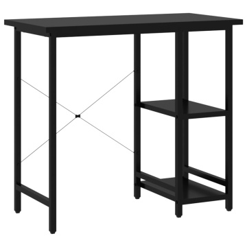 Birou de calculator, negru, 80x40x72 cm, MDF și metal - Img 2