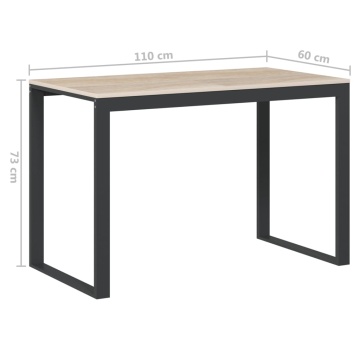 Birou de calculator, negru/stejar, 110x60x73 cm, lemn prelucrat - Img 5