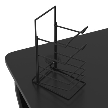 Birou de gaming cu picioare în formă de ZZ, negru, 90x60x75 cm - Img 5