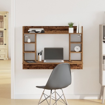 Birou Montat pe Perete Stejar Vechi 105x48x75 cm Lemn Prelucrat - Img 1