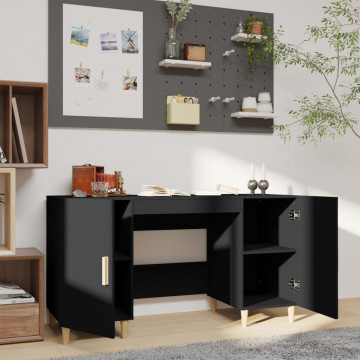 Birou, negru, 140x50x75 cm, lemn compozit - Img 3