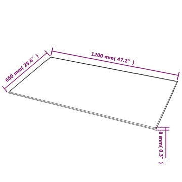 Blat de masă din sticlă securizată, dreptunghiular, 1200x650 mm - Img 4
