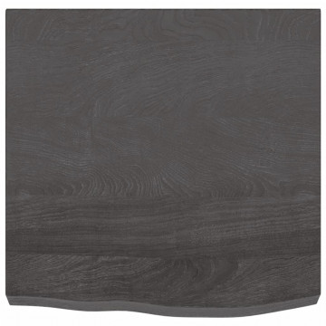 Blat de masă gri închis 60x60x6 cm, lemn masiv de stejar tratat - Img 3