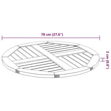Blat de masă rotund, Ø70x2 cm, lemn masiv de acacia - Img 7