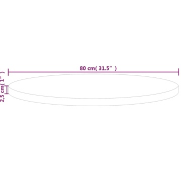 Blat de masă rotund, Ø80x2,5 cm, lemn masiv stejar netratat - Img 4