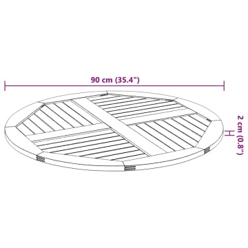 Blat de masă rotund, Ø90x2,2 cm, lemn masiv de acacia - Img 7