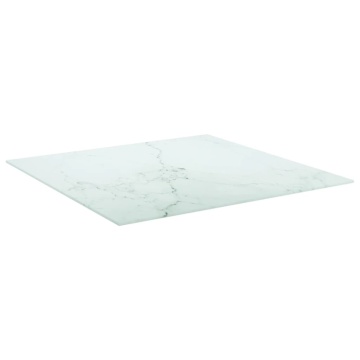 Blat masă alb 70x70 cm 6 mm sticlă securizată design marmură - Img 2