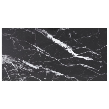 Blat masă negru 100x50 cm 6 mm sticlă securizată design marmură - Img 1