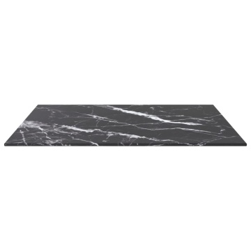 Blat masă negru 60x60cm 6mm sticlă securizată design de marmură - Img 3