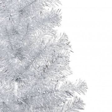 Brad Crăciun pre-iluminat cu set globuri, argintiu, 180 cm, PET - Img 2