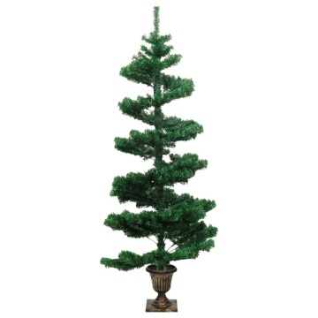 Brad Crăciun pre-iluminat ondulat cu ghiveci verde 120 cm PVC - Img 4