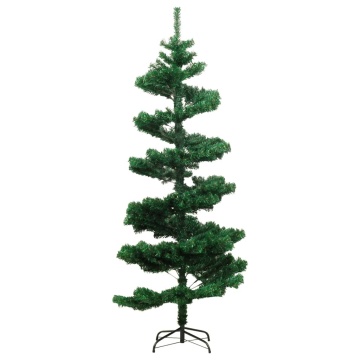 Brad Crăciun pre-iluminat ondulat cu suport, verde, 150 cm, PVC - Img 4