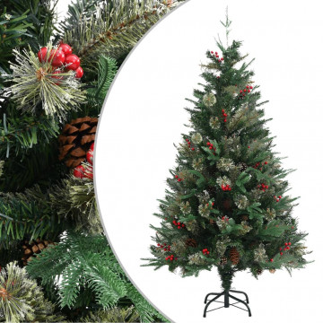 Brad de Crăciun cu conuri de pin, verde, 150 cm, PVC&PE - Img 1