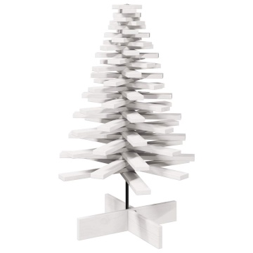 Brad de Crăciun decorativ, alb, 100 cm, lemn de pin masiv - Img 2