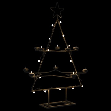 Brad de Crăciun din metal pentru decor, negru, 75 cm - Img 1