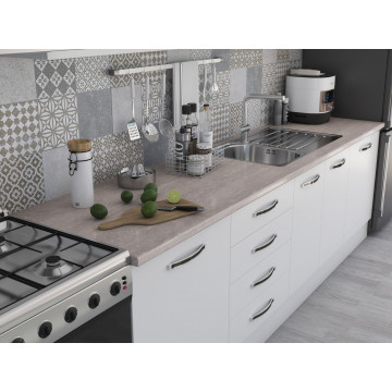 Bucatarie Alfa 320, alb, blat termic travertin, corp hota - Img 3