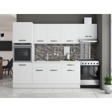Bucatarie Sofia 260 cm, Alb, Blat termic alb, Corp cuptor incorporabil - Img 2