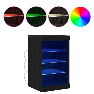 Bufet cu lumini LED Stejar Negru 41x37x67 cm - Img 4