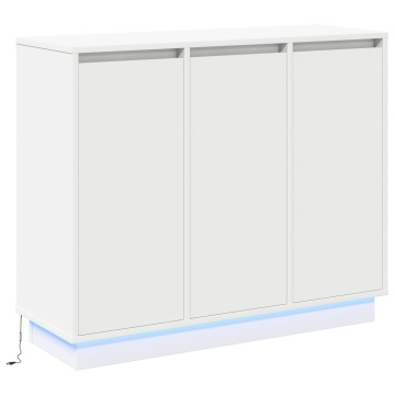 Bufet LED Alb 90x32x75 cm din Lemn Stratificat - Img 2