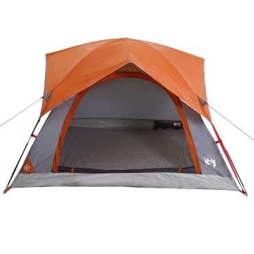Cabină cort de camping 4 persoane gri și portocaliu impermeabil - Img 5