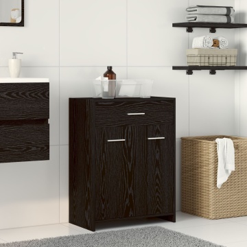 Cabinet de baie Negru Stejar 60x33x80 cm Din lemn compus - Img 1