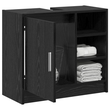 Cabinet pentru chiuvetă Stejar Negru 63x29x55 cm Lemn Prelucrat - Img 3