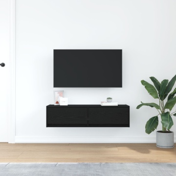 Cabinet TV Negru Stejar 100x31x25,5 cm Lemn prelucrat - Img 4