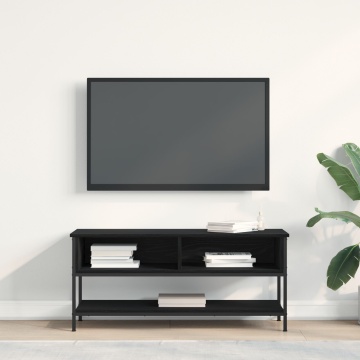 Cabinet TV Negru Stejar 100x35x45 cm Lemn prelucrat și Oțel - Img 4