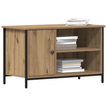 Cabinet TV Stejar Artisan 80x40x50 cm Lemn Ingineresc și Oțel - Img 3