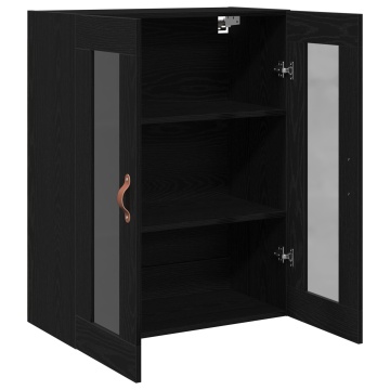 Cabinete de perete cu uși din sticlă Stejar negru 69,5x34x90 cm - Img 3