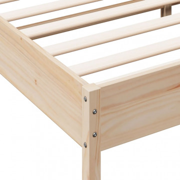 Cadru de pat, 135x190 cm, lemn masiv de pin - Img 8