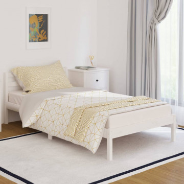 Cadru de pat, alb, 100x200 cm, lemn masiv de pin - Img 1