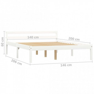 Cadru de pat, alb, 140 x 200 cm, lemn masiv de pin - Img 7