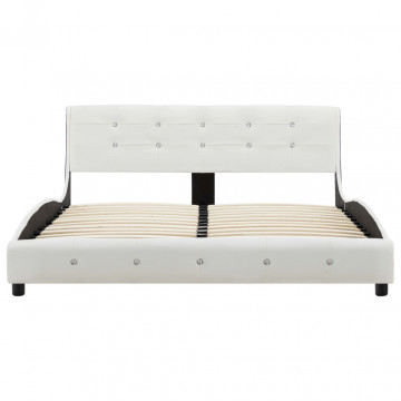 Cadru de pat, alb, 140 x 200 cm, piele ecologică - Img 4