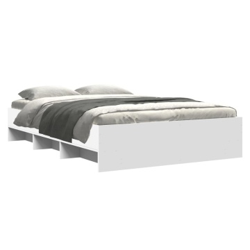 Cadru de pat, alb, 140x190 cm, lemn prelucrat - Img 3