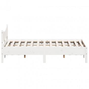 Cadru de pat, alb, 140x200 cm, lemn masiv de pin - Img 8
